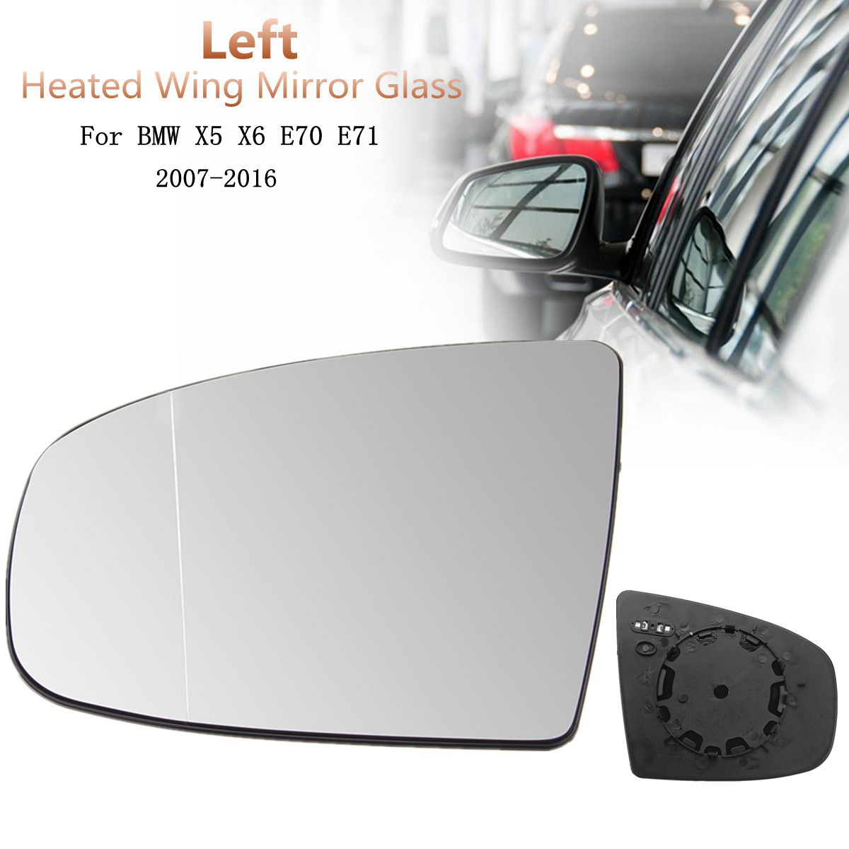 Left Side Electric Heated Wing Mirror Glass For BMW X5 X6 E70 E71 07-16