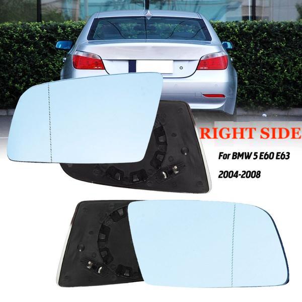 Right Side Blue Heated Electric Wide Angle Wing Mirror Glass For BMW 5 E60 E61 2003-2010