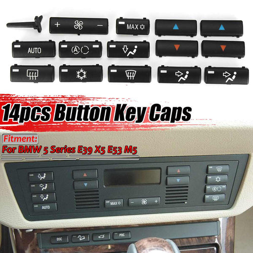 New 14 Button Key Caps Replacement Climate A/C Control Control Panel Switch Buttons Cover Suit For BMW E39 E53 525i 530i 540i M5 X5