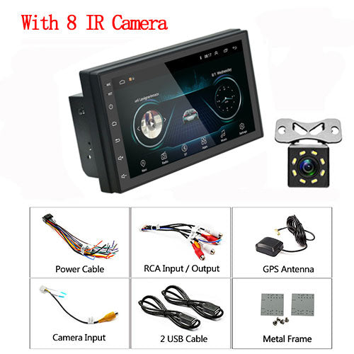 Car Android 2 DIN 7” + 8IR Reversing Camera, GPS Navigation, Bluetooth, USB, Headunit
