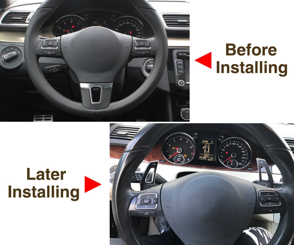 (SILVER) Steering Wheel Paddle Extension Set For VW Golf Jetta GTI MK5 MK6 R R20
