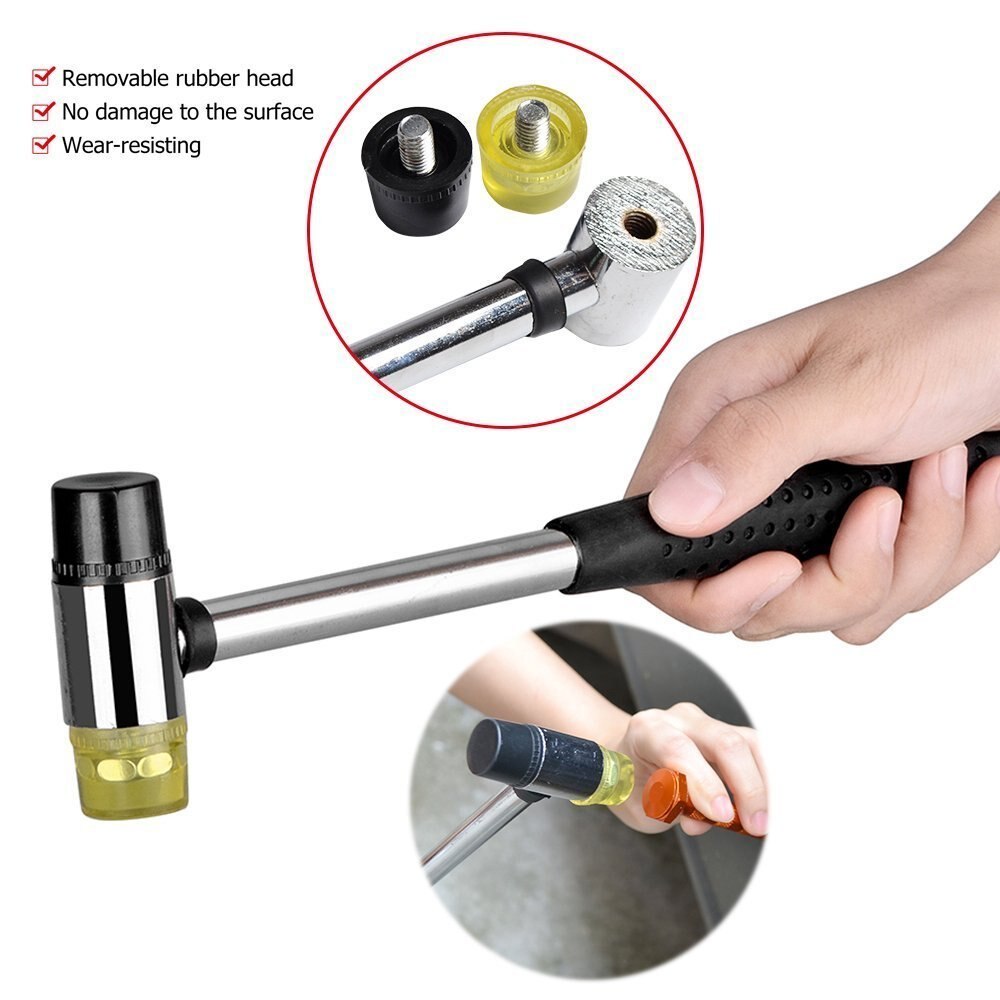 Auto Repair Dent Removal PDR Tools - Rubber Hammer with 5pcs POM Knock Down - Aluminum Tap Down