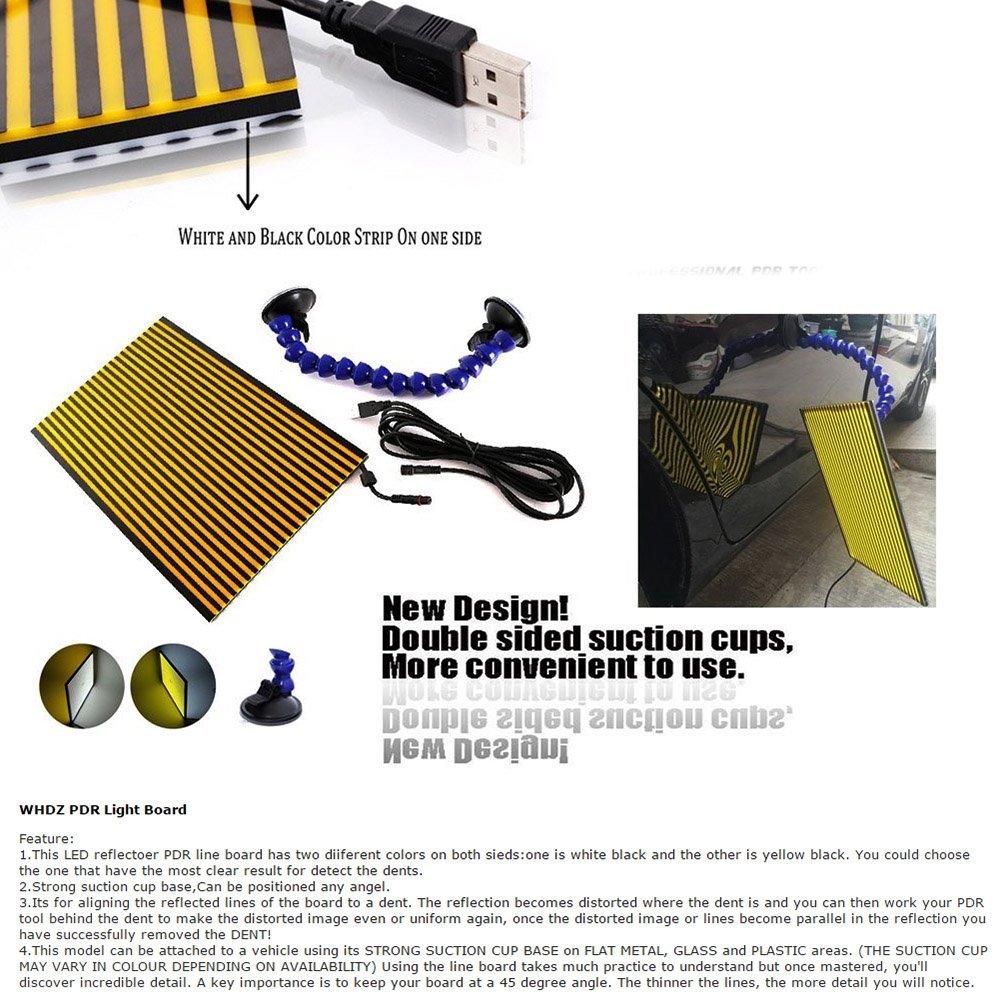 PDR Tool for Hail Damage Removal PDR Rods Dent Puller Slide Hammer Dent Lifter Glue Gun Tap Down Pdr Light Reflect Board