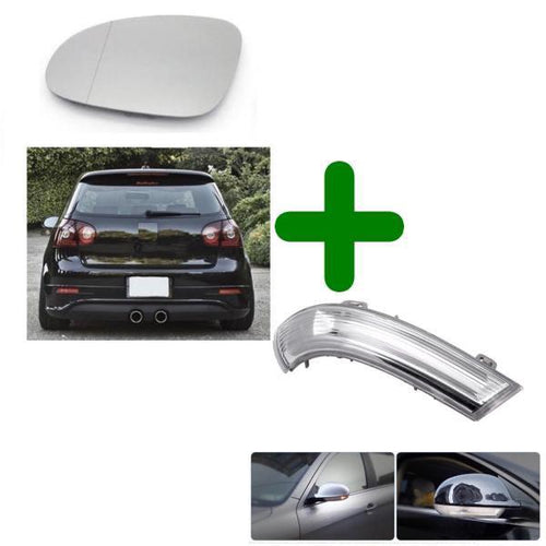 LEFT Mirror Glass + Indicator For VW Golf MK5 GTI R32 GT TSI TDI Passat EOS Jetta