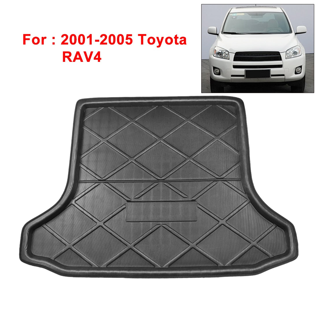 Black Anti-Dirty Rear Trunk Boot Liner Cargo Mat Floor Tray Cover Pad for Toyota RAV4 2001-2005