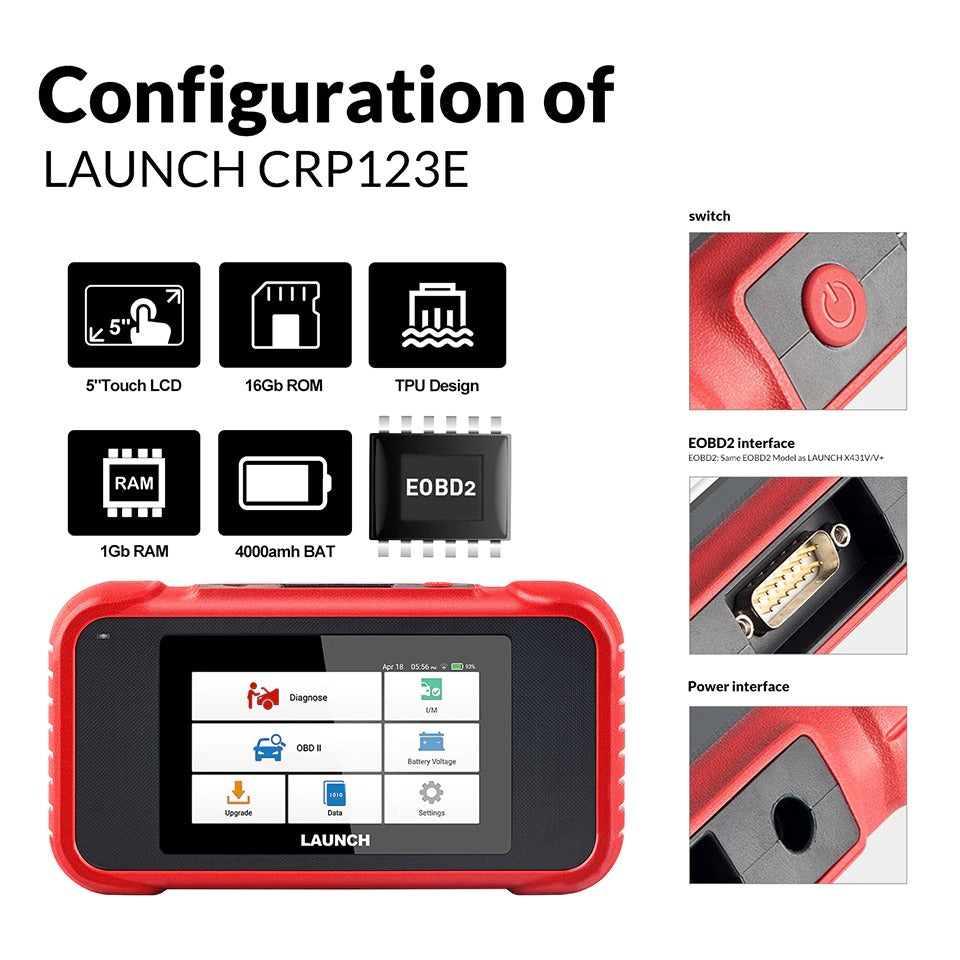 Launch Crp123e Obd2 Diagnostic Device, Car Readout Device, Vehicle  Diagnosis, Eobd Tester, Obd2 Scanner With 4 Systems Engine, Abs, Srs,  Automatic Tra
