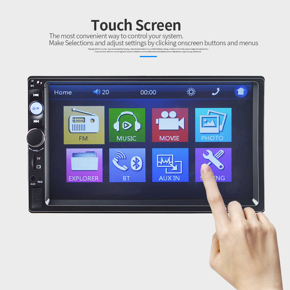 Car Stereo Double DIN Head Unit, Bluetooth, Mirror Link, Touch Screen