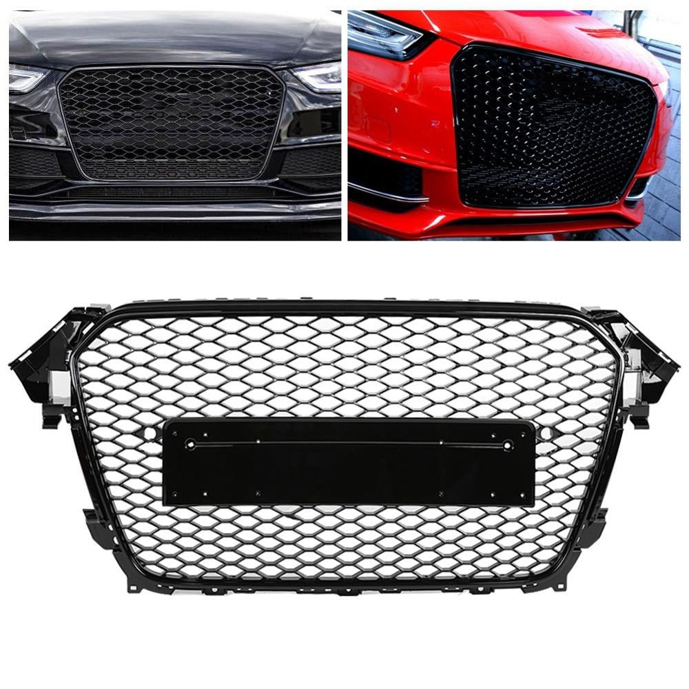Front Sport Hex Mesh Honeycomb Hood Grill Gloss suit for Audi A4/S4 B8.5 2013 2014 2015 2016 for RS4 Style