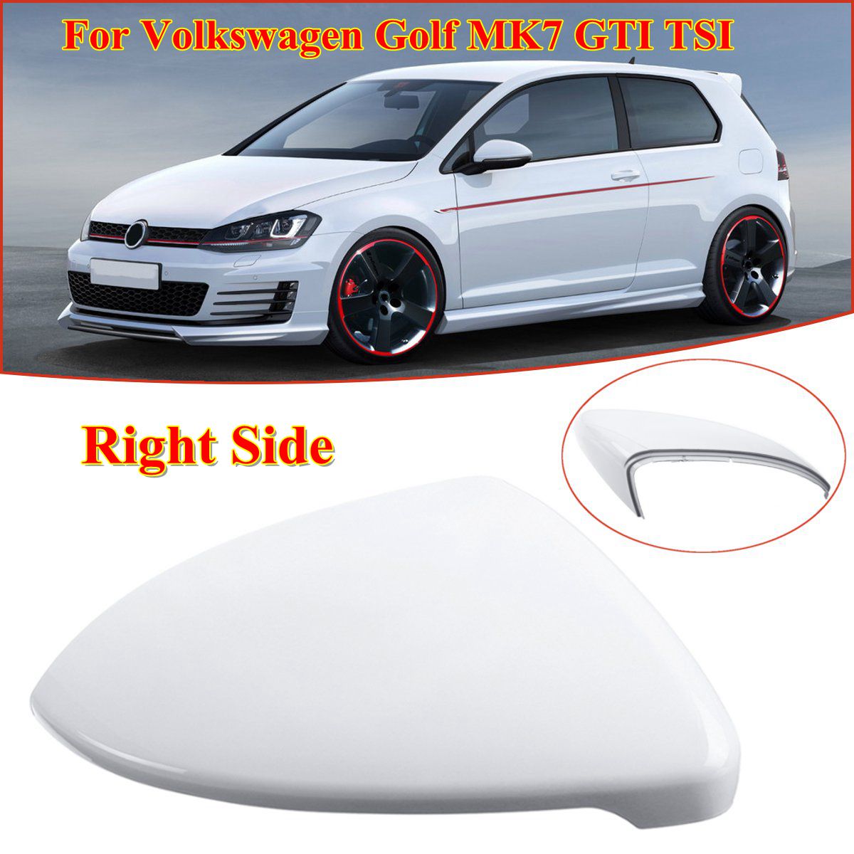 Suitable for VW MK7 Golf 7 GTI TSI 2014-2018 Front Left White Rearview Side Wing Mirror Cap Cover