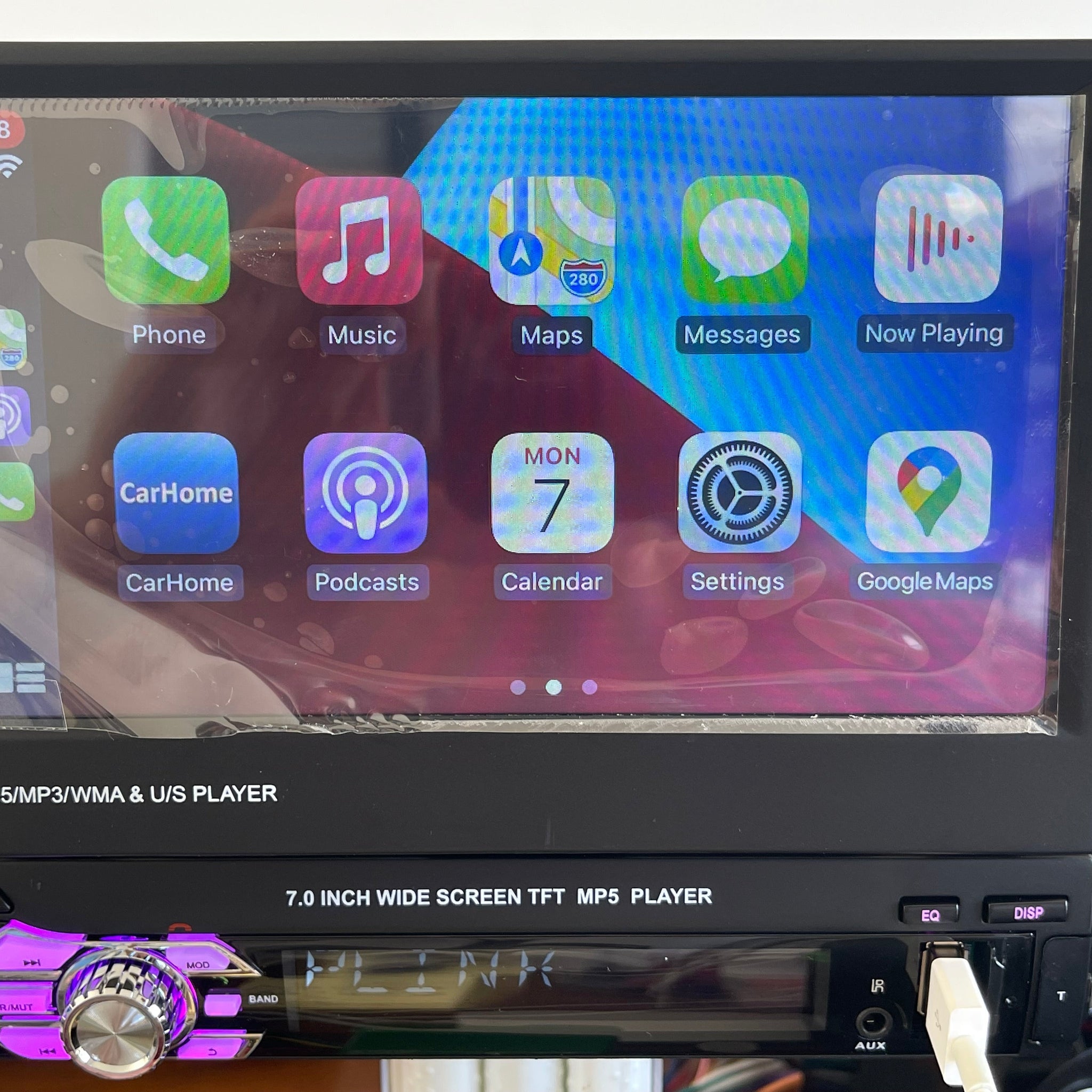Single Din Car Radio Retractable Screen Head Unit Carplay Android Auto  Player
