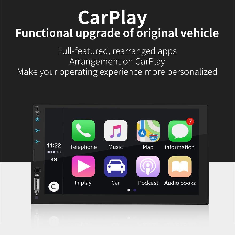 Car Stereo with Apple CarPlay / Android Auto Car Stereo Double DIN Head Unit, Bluetooth, 7" Touch Screen Radio CarPlay
