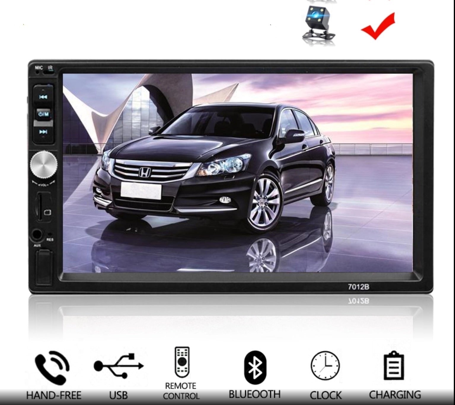 Car Stereo 2 DIN 7 inch Head Unit with Rear View Camera, Bluetooth
