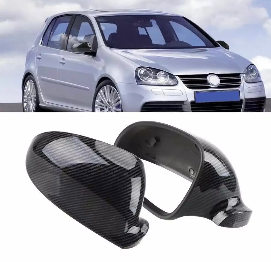 2Pcs Mirror Covers Carbon Fiber Look Replacement for VW Golf 5 MK5