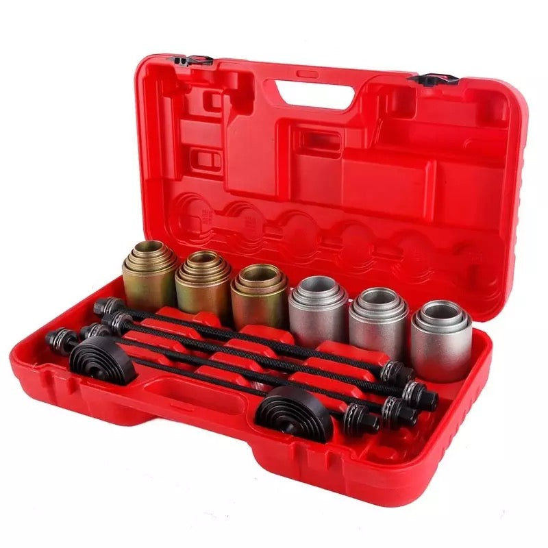 27pc Universal Press And Pull Sleeve Kit, Manual Bushing Installation Removal Set, Remove Install Bushes Bearings Garage Tool