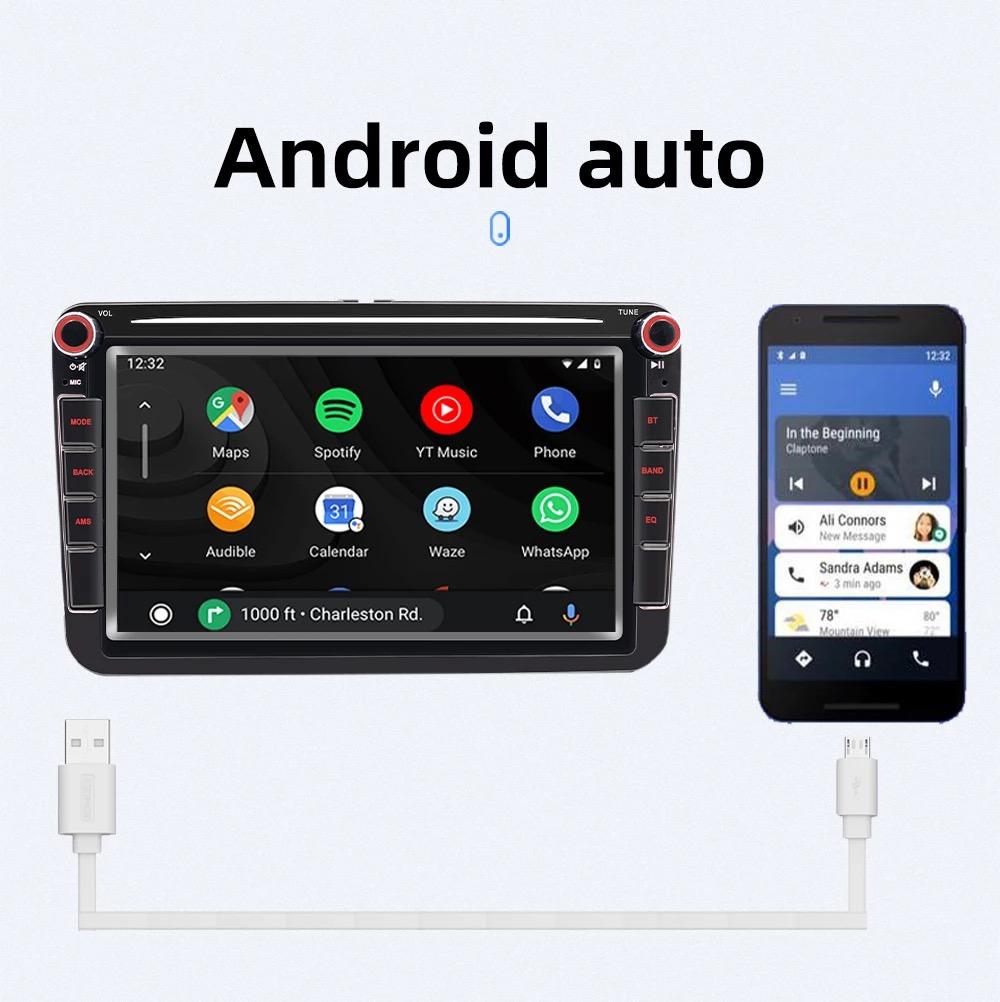 Car Stereo with Apple CarPlay / Android Auto Suit VW Golf MK5 MK6 Car Stereo Double DIN Head Unit, Bluetooth