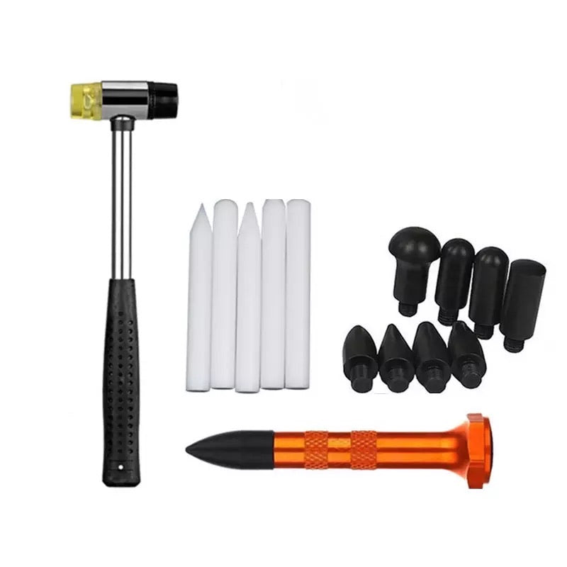 Auto Repair Dent Removal PDR Tools - Rubber Hammer with 5pcs POM Knock Down - Aluminum Tap Down