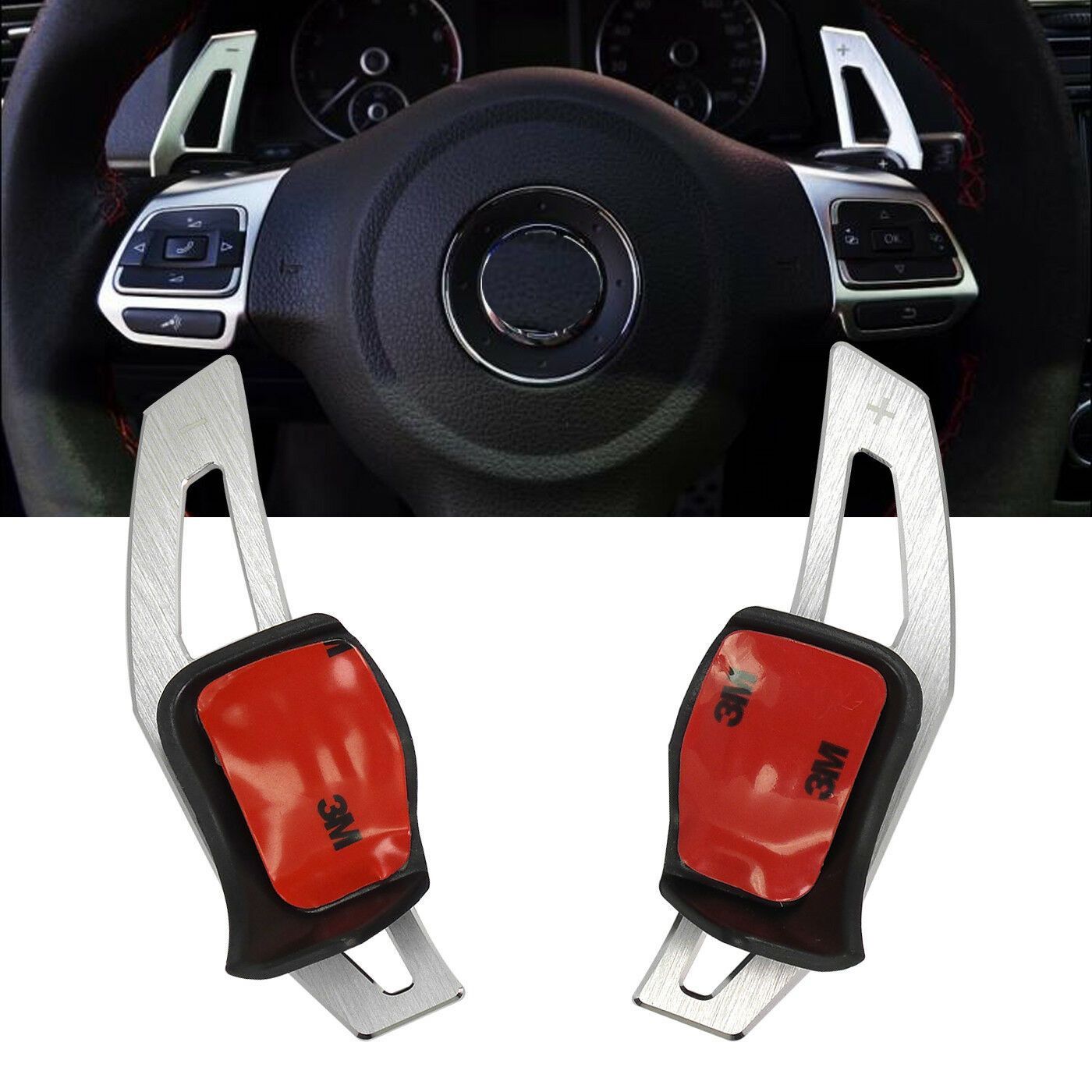 (SILVER) Steering Wheel Paddle Extension Set suit For VW Golf Jetta GTI MK5 MK6 R 2.0
