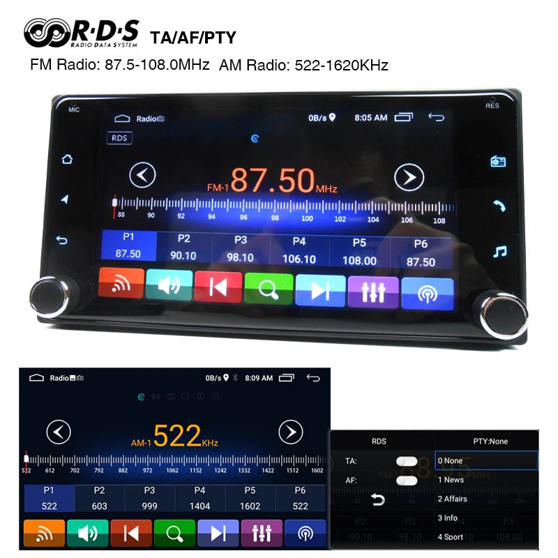 2 + 32G Android Stereo Apple Carplay / Android Auto Suit Toyota Including Rear View Camera GPS NZ Map Bluetooth Touch screen