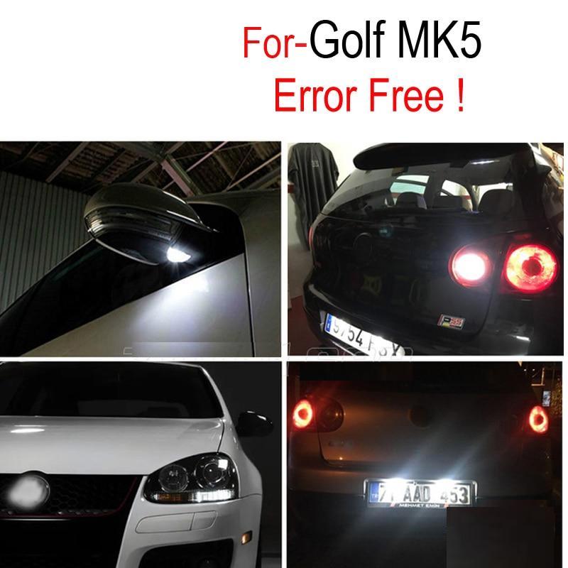White Reverse Bulb + Under Mirror + License Plate for VW for Golf 5 MK5 MK V LED Exterior + Parking light kit (06-09)